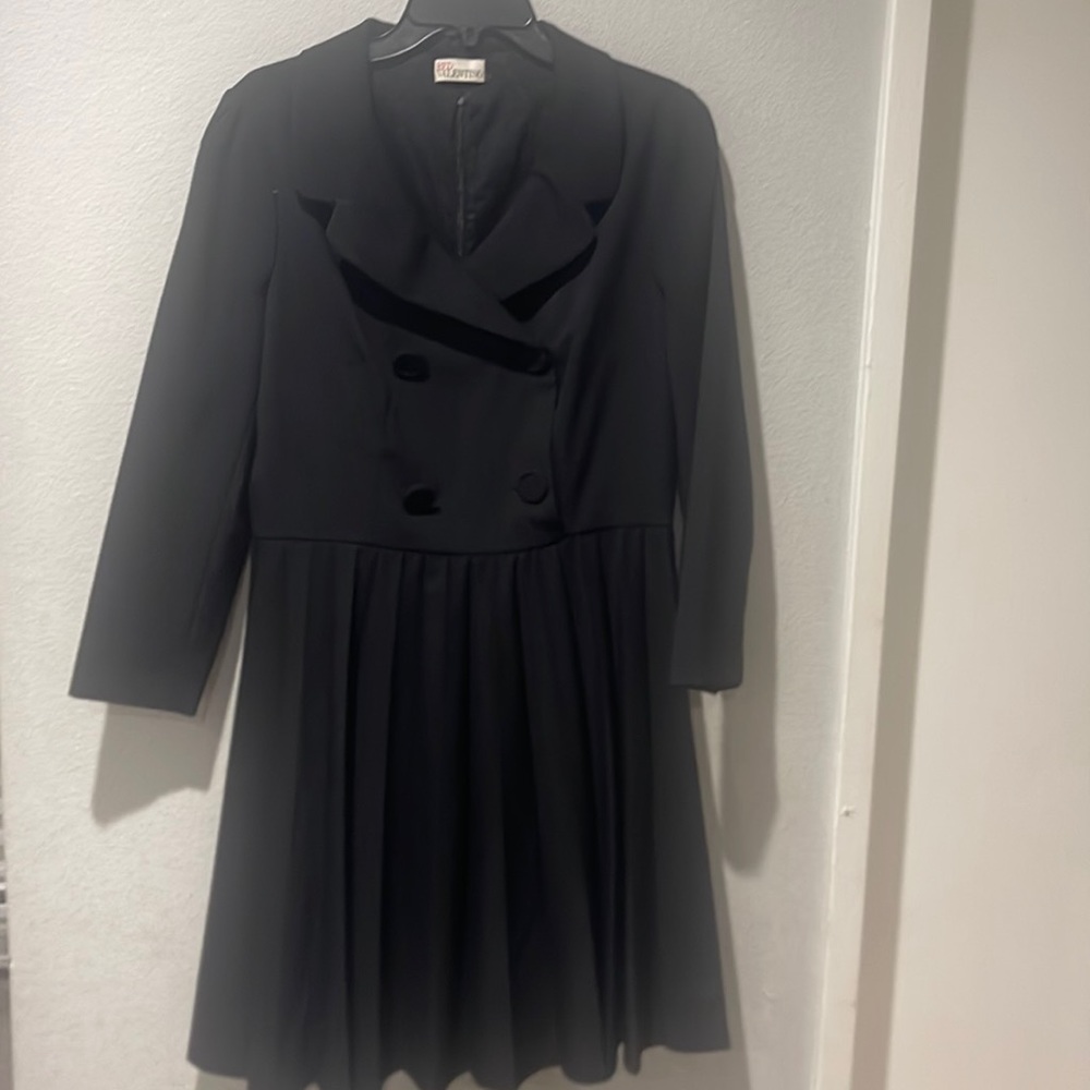 Red Valentino Pleaded Black Dress